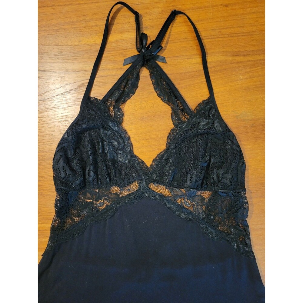 Y2K Lace Trim Babydoll Top Size M Black Romantic Sexy Feminine Cami Tank Top